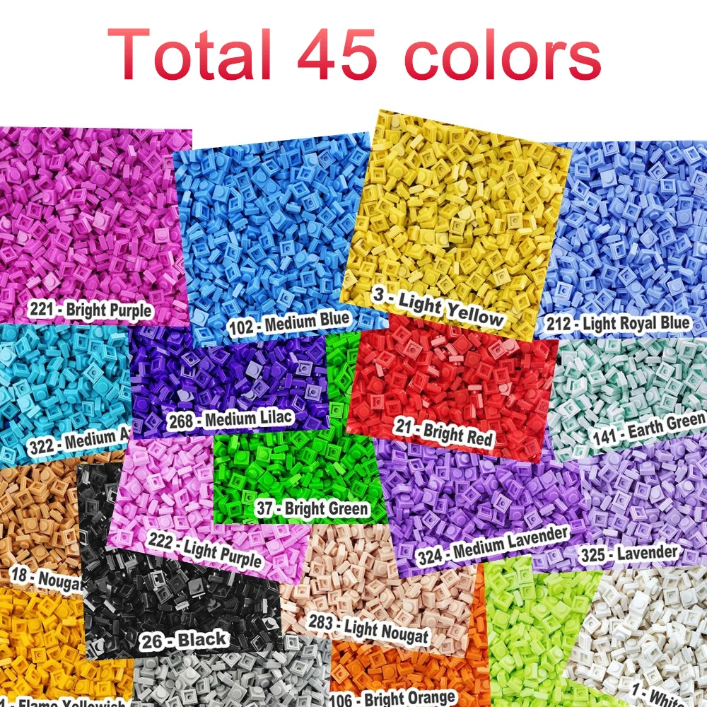 100pcs/lot Educational Toy Plastic Building Blocks Accessory 1X1 Plate 45 Colors Pixel Art DIY Toys for Children Christmas gifts