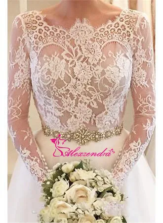 elegant-illusion-long-sleeve-lace-and-tulle-wedding-dress-with-beadings-sash-ruffle-bridal-gown-v-back-wedding-bridal-dresses (1)