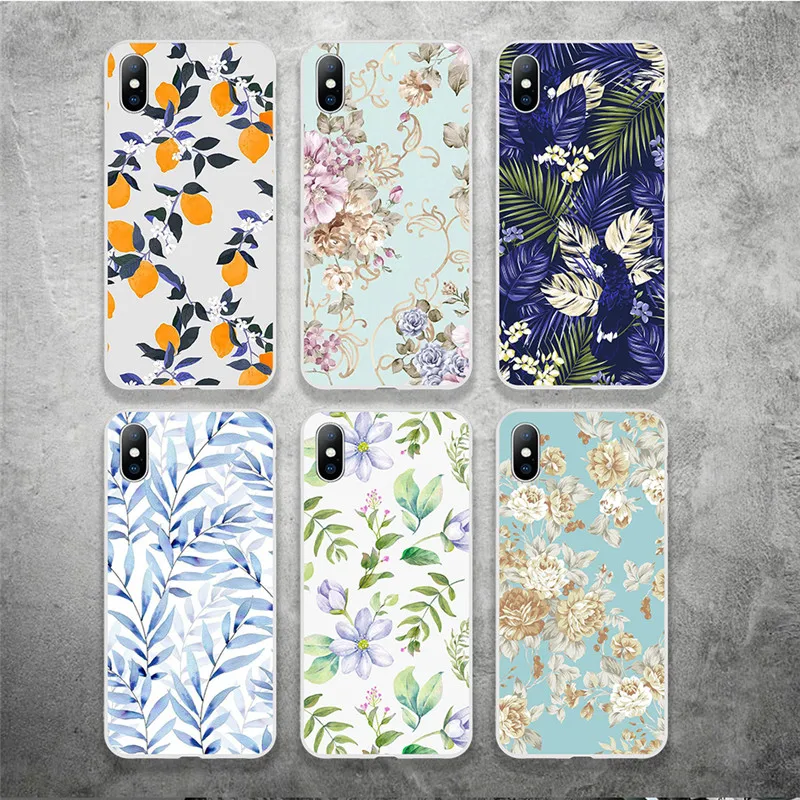 Moskado Flamingo Flower Case For iPhone X 7 8 6 6S Plus 3D Floral Leaves Phone XS Max XR Silicone TPU Soft Cover |