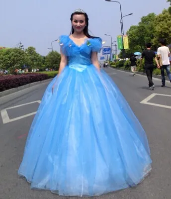 New Arrival Custom Made Blue Cinderella Dress Costumes For Women Fantasia Halloween Party Dress Adult Cinderella Dress New Arrival Custom Made Blue Cinderella Dress Costumes For Women Fantasia Halloween Party Dress Adult Cinderella Dress