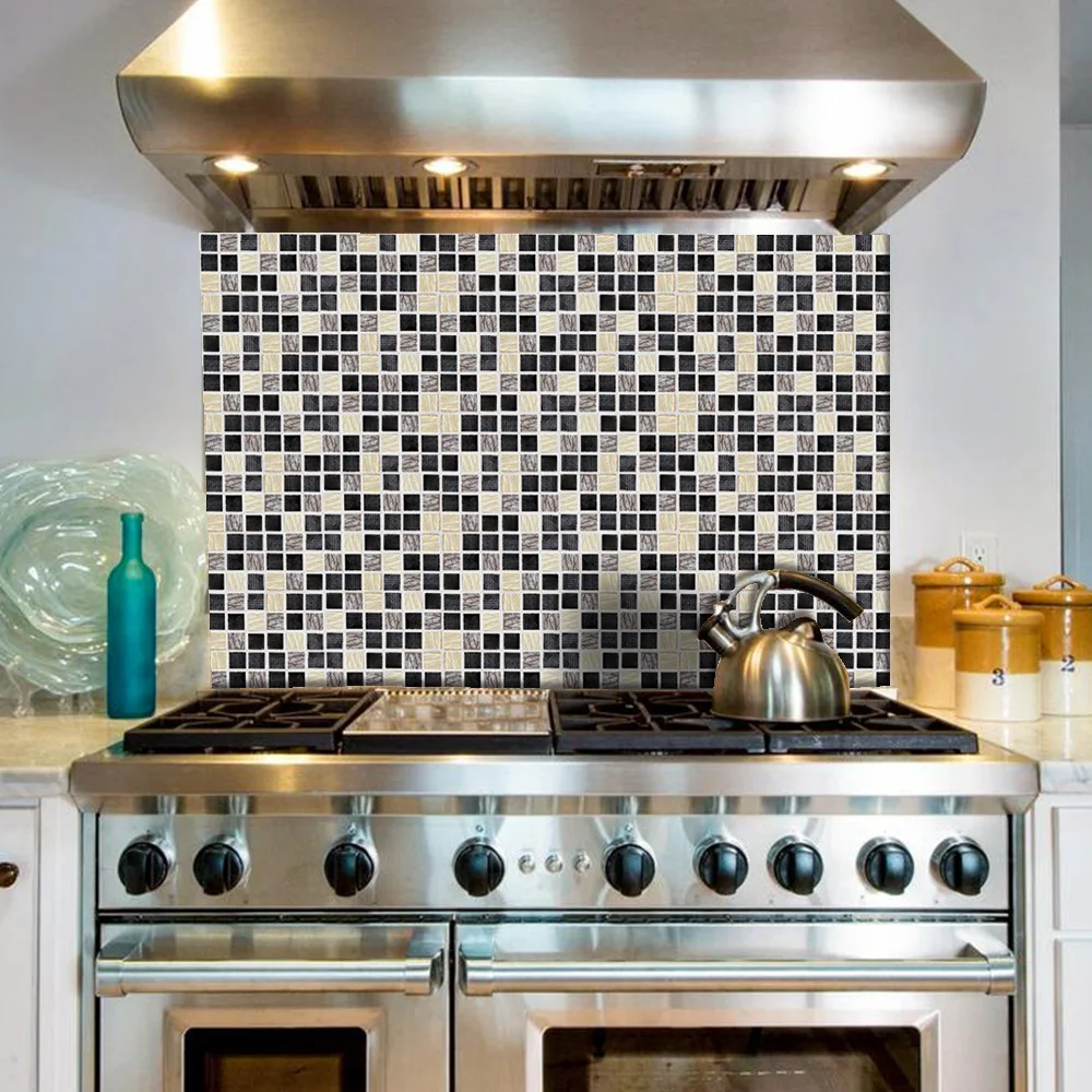 18pcs/set Removable 3D Tile Stickers Cover 0.18m*2 Self-adhesive Waterproof Kitchen Backsplash Bathroom Wall Sticker Art Decals