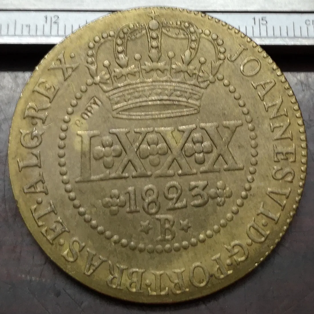 

1823-B Brazil 80 Reis-Joao VI Copper Copy Coin 41mm