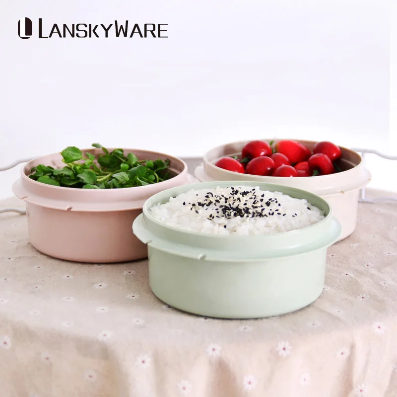 

LANSKYWARE 3 Layers Japanese Plastic Microwave Lunch Box For Food Container Eco-Friendly Bento Box Children Portable Picnic Set