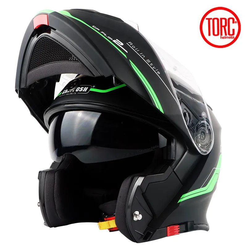 TORC T271 moto rcycle шлем флип-ап шлем мото rbike moto rcross Полный лицевой шлем capacete casque para moto ECE Сертификация - Цвет: green Arrows