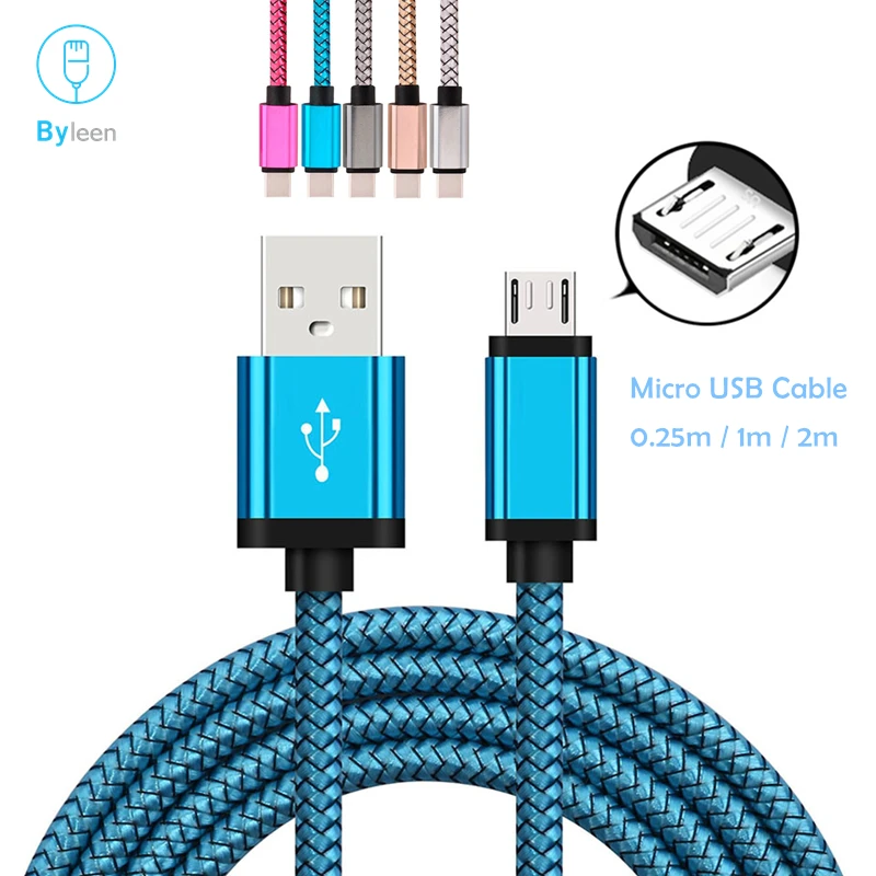 

Byleen Nylon Android Micro USB Fast Charging Data Line for Galaxy a5/a3/j5/j7/2016/g4/ Huawei P10 Lite Nova 3i Oukitel C8