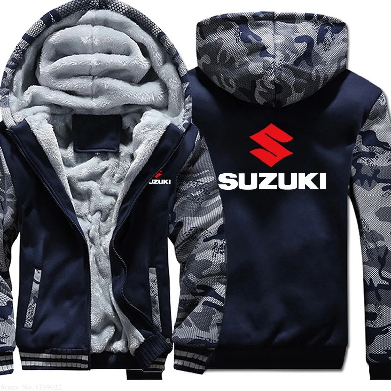 

New winter Colors Plus Velvet Thickening Suzuki Sweatshirt Loose Long Sleeve Warm coat men Fashion hoodies Collar jackets Tops