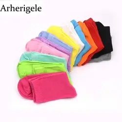 Arherigele 10 шт. 5 пар модные теплые носки для Для женщин короткие носки однотонные хлопковые низкие носки до лодыжки Multi-цвет повседневная