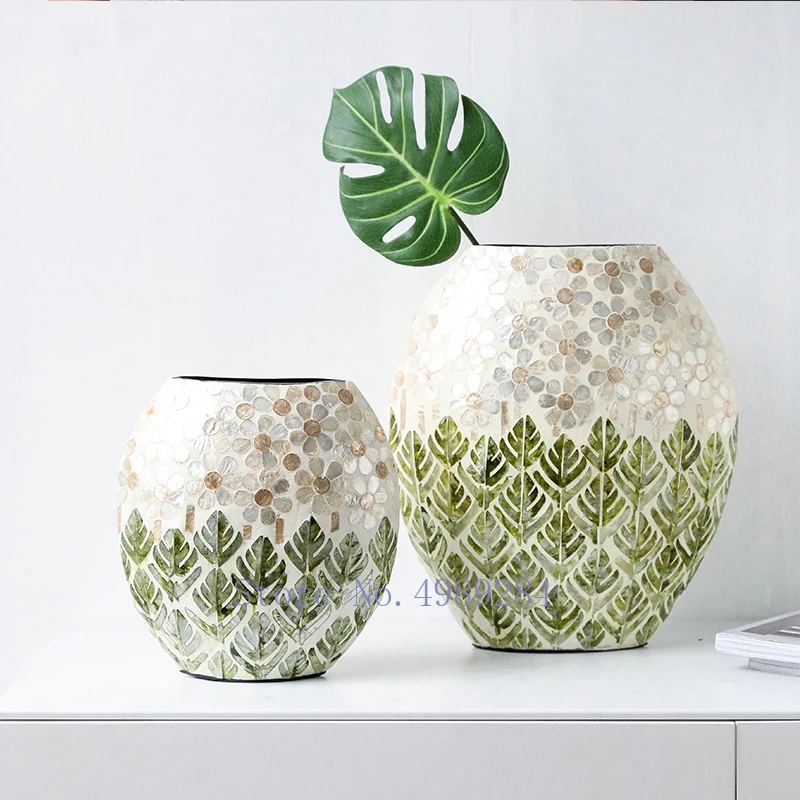 

Nordic Creative Wooden Color shell vase Household Flower arrangement accessories Decoration ornaments Handmade flower vases