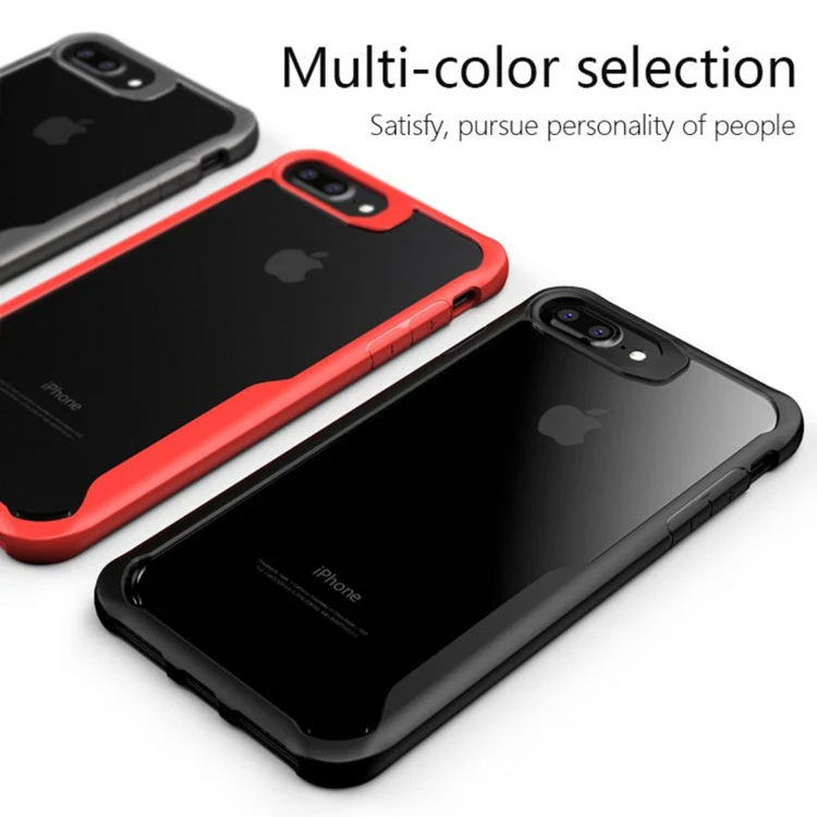 

For iPhone 7 8 Plus Case Soft Silicone+Transparent PC Armor Shockproof Back cover Case for iPhone 8 8Plus full cover phone shell