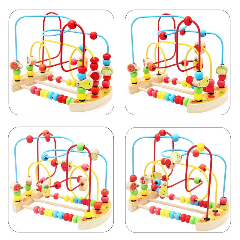 Kidus Wooden Math Toy Counting Circles Bead Abacus Wire Maze Roller Coaster Montessori Educational for Children