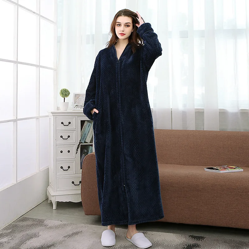 2018 New Coral Down Bathrobe Flannel Autumn Winter Fashion Lovers