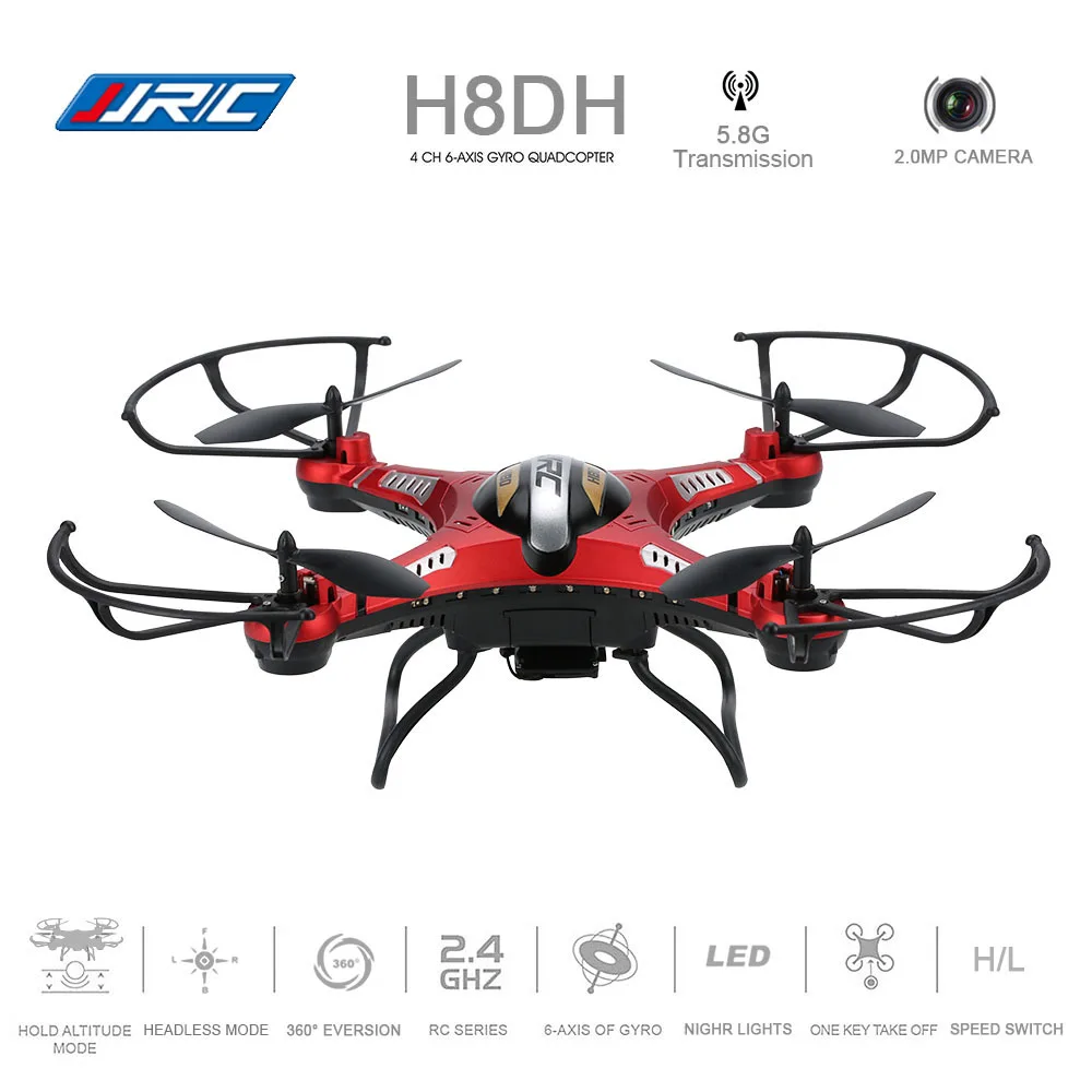 

Ugpraded H8D JJRC H8DH 5.8G FPV 2MP Camera RC Drone 2.4G 4CH Altitude Hold Mode Headless Mode One Key Auto Return RC Quadcopter