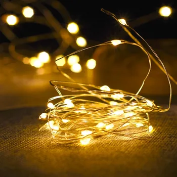 

Battery Led String Lights 2m 5m 10m Natale Decoration Lamp Garland Fairy Lights Silver Wire Mini Hair Accessories Decoration