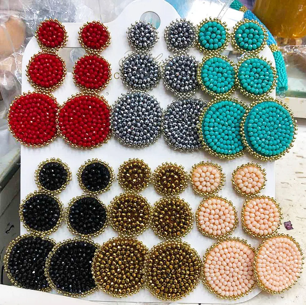 

Miwens 6 Colors Ethnic Bohemia Beads Drop Earrings Women Round Long Dangle Earring 2019 New Style Wholesale Factory Jewelry A206