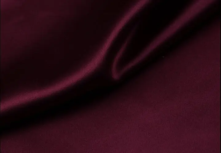 

Howmay 100% pure silk charmeuse satin fabric 30m/m 114cm burgundy 16# especially heavy weight for dress or cheongsam