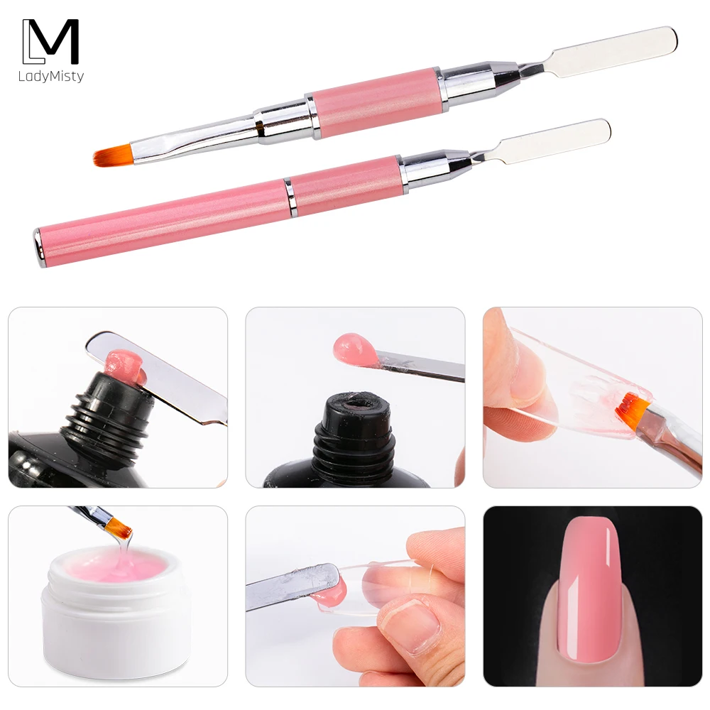 

Dual Ended Extend Builder Gel Double Brush UV Poly Gel Extention Nail Brush Nail Forms Finger Extension Nail Art UV Builder Tool