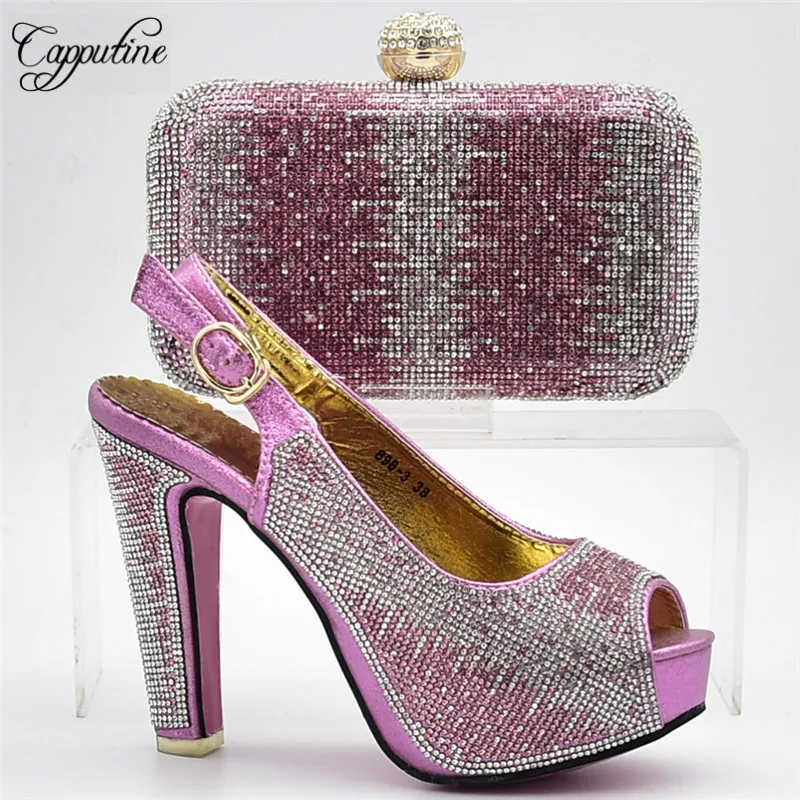 

Capputine Latest Italian Shoes And Bags To Match Set Nigerian Elegant High Heels Shoes And Bag Set For Wedding Dress DF-17