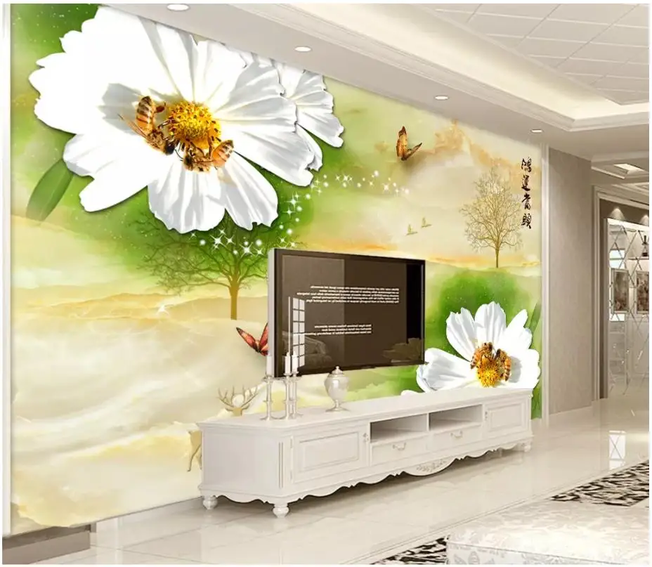 

Custom photo wallpaper 3d murals wallpaper for walls 3 d Marble flower, tv background, mural painting wall papers for livingroom