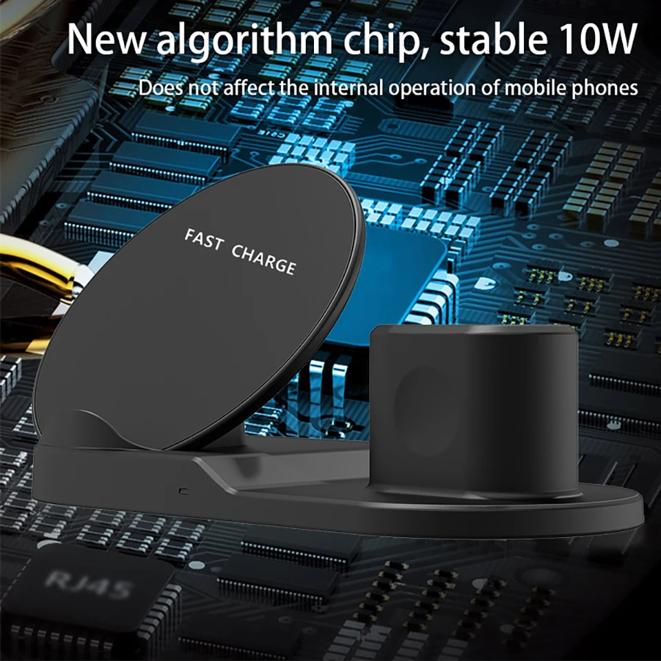 10W 3 in 1 Qi Wireless Charger Fast Multi Phone Charger Quick Mobile Charger For iPhone XR XS for Apple Watch 2 3 4 For AirPods (17)
