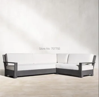 

Balcony outdoor patio garden aluminum classic right- arm L-sectional furniture