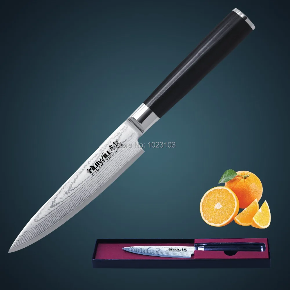 Huiwill 67 layers Japanese VG10 Damascus steel kitchen Utility knife Universal knife Vegetable kitchen knife Free