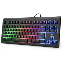 Rii RGB игровая клавиатура RK104, Подсветка клавиатуры, маленький компактный 87 клавиш компьютерная клавиатура для Windows PC ноутбук Настольный