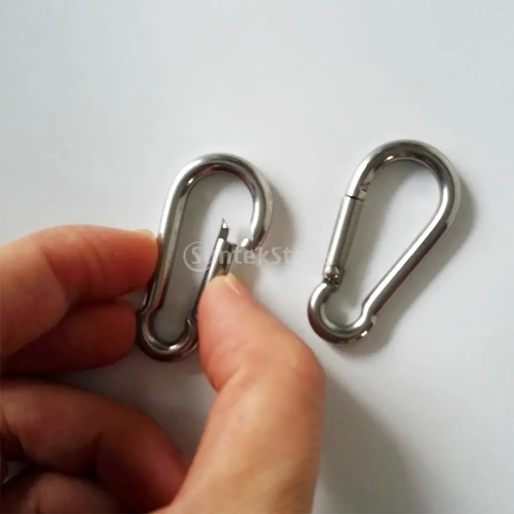 

2 Pieces Stainless Steel Carabiner Clip Snap Link Spring Fast Hook Buckle Key Chain M4*40mm M5x50mm