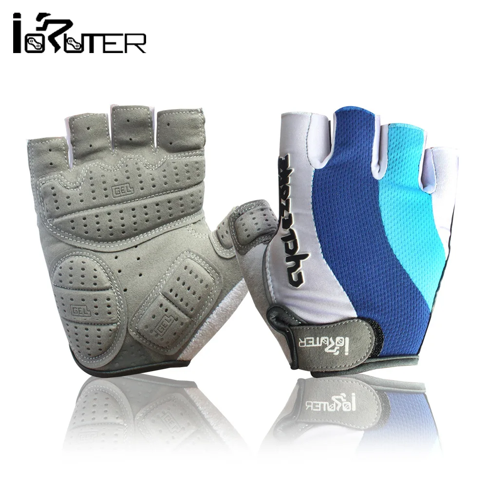 

Riding Gloves Blue And White Half Finger Non-slip Mountain Bike Breathable Wear Outdoor Sports Fitness