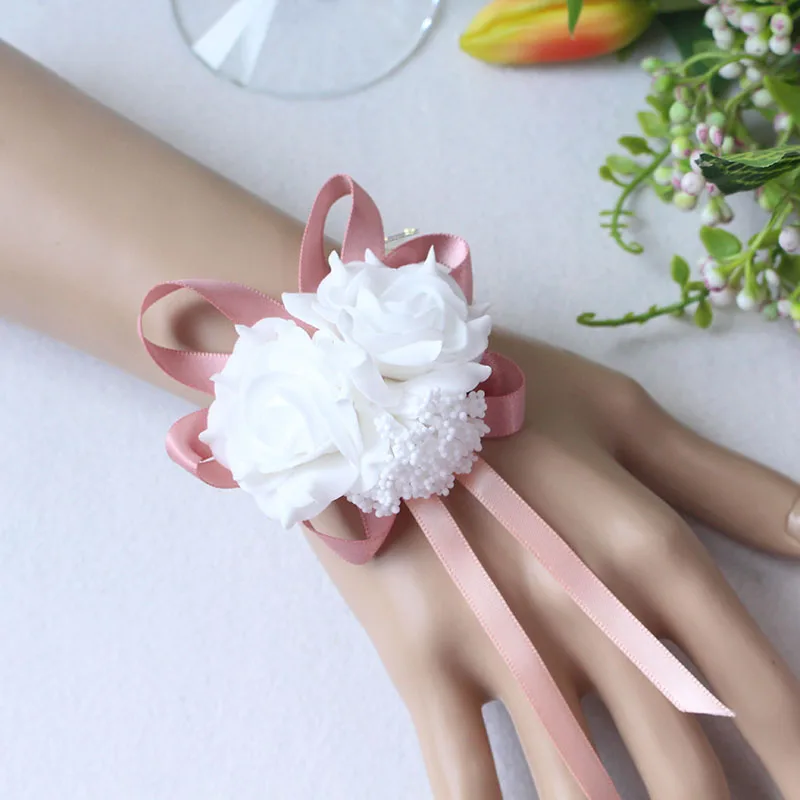 Wrist Flower Bridesmaid Hand Flowers wedding corsage  (9)