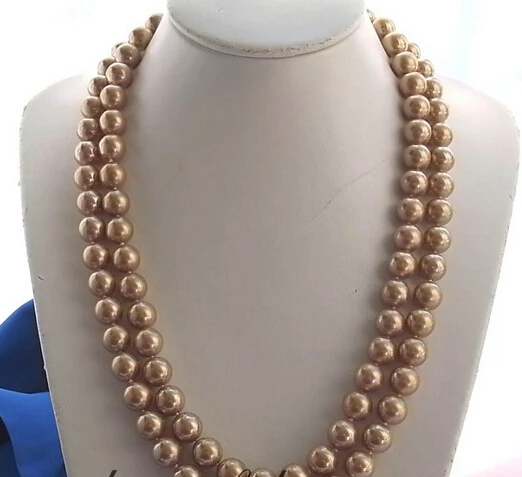 

ddh001776 long 50" 12mm champagne south sea shell pearl necklace