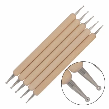 

800 sets 5 size set Nail tool 2 Way Wooden Dotting Pen Marbleizing Tool Nail Art Dot Dotting Tools