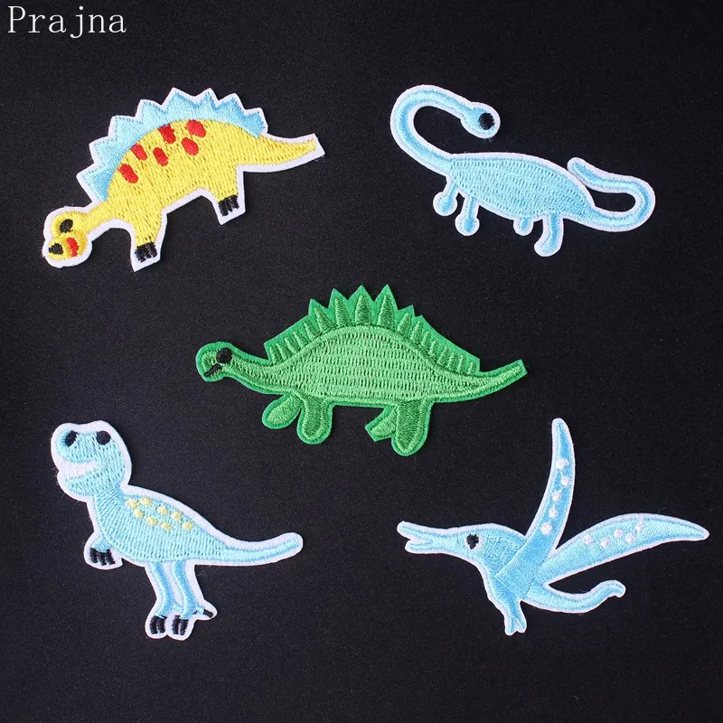 

Prajna Dinosaur Patch Iron on Patches Cartoon Embroidered Patches For Clothing Jurassic Park Patch On Clothes Stripes Kids Badge