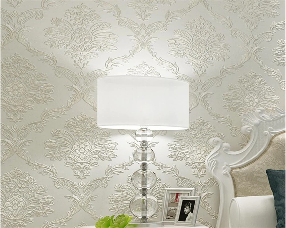 Beibehang Luxury 3D relief deep embossed wallpaper three-dimensional European-style living room bedroom 3d wallpaper roll behang