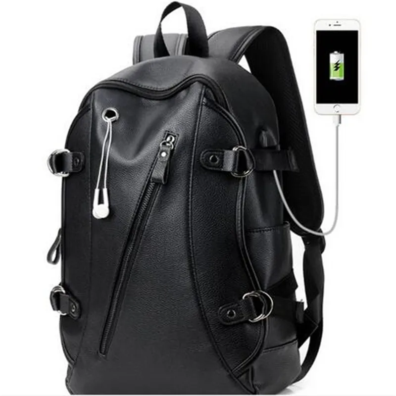 

PU material waterproof mountaineering bag riding hiking backpack travel outdoor bag men USB charging anti-theft sports bag