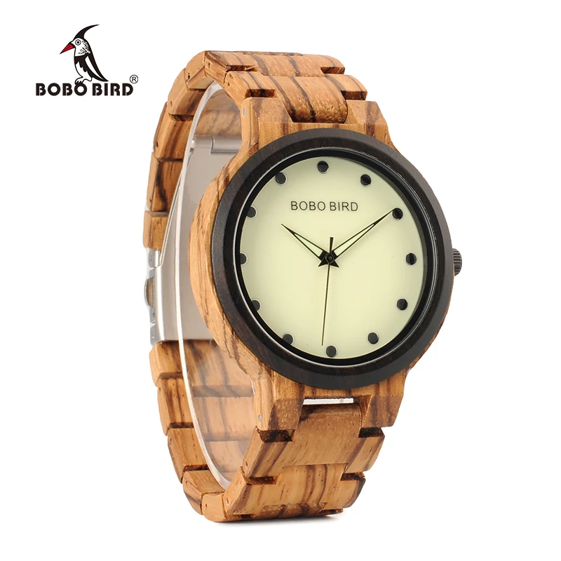BOBO BIRD WP04 Wood Watch for Men with Luminous Hands Dial Face Brand Design Quartz Watches Two-tone Wooden Drop Shipping