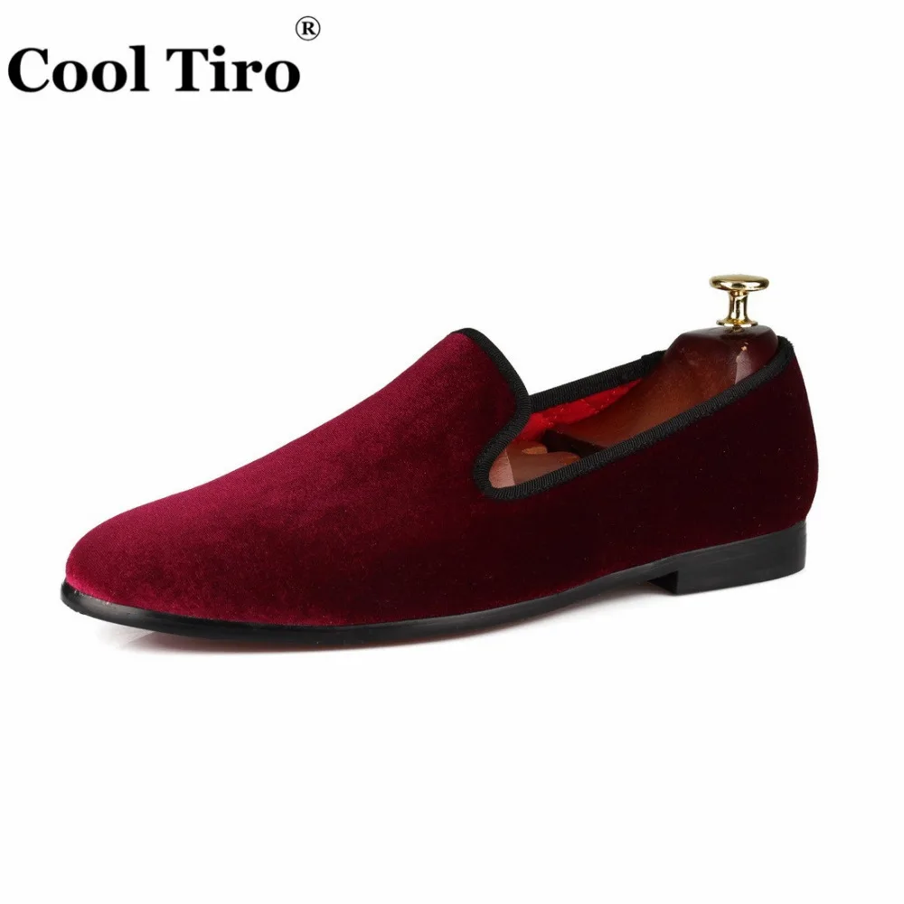 Men Loafers Burgundy Velvet Dress shoes (8)