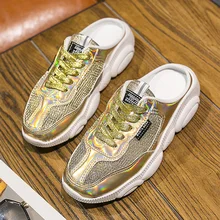 Новая прогулочная обувь женская спортивная обувь на шнуровке дышащая легкая женская обувь Кроссовки Женская обувь уличные кроссовки на платформе