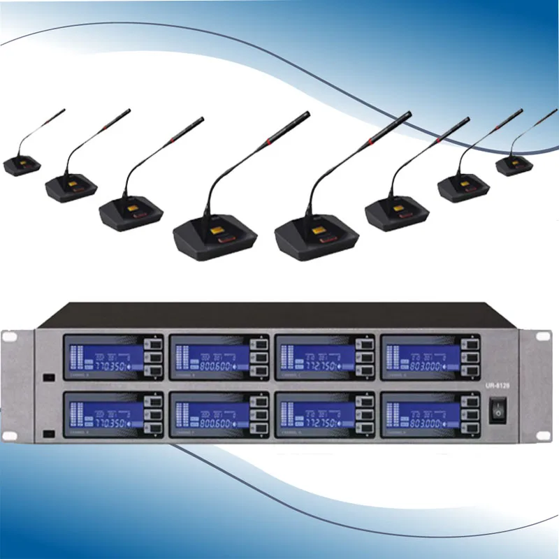 

Wireless System UR-8188 Microphone 8-Channel UHF Professional 8 Gooseneck Microphone Conference Wireless Microphone