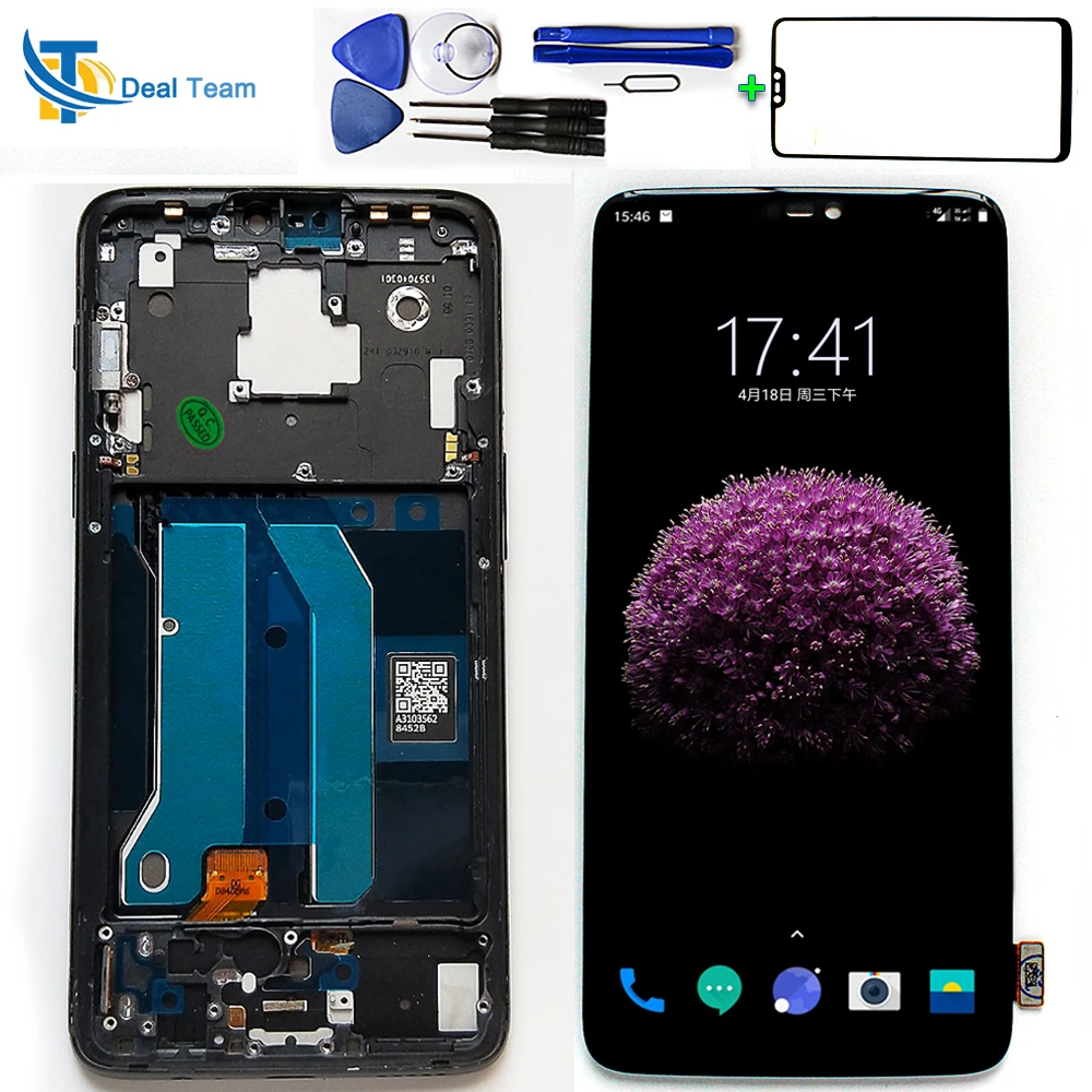 100 Tested 6.28 inch Optic AMOLED for Oneplus 6 LCD Display Touch