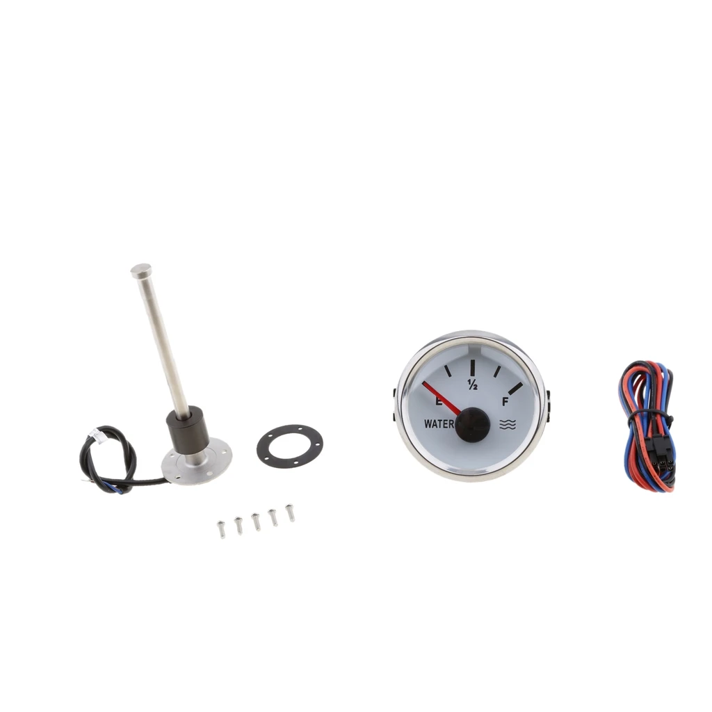 Replacement Fuel & Liquid Level Gauge Sensor + 52mm (2'') Water Level Indicator Gauge Meter Kit 12 Volt