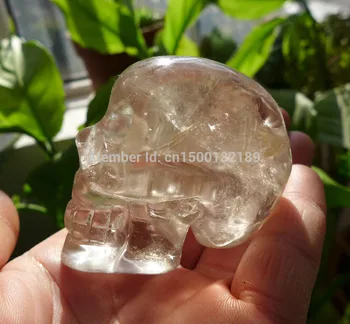 

xd j008 Natural Polished Clear Smoke Quartz Crystal Skull healing