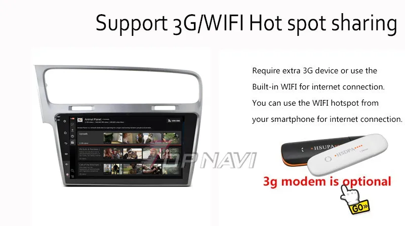 Top Topnavi 10.2" Quad Core Android 6.0 Car GPS Navigation for VW Golf 7 Autoradio Multimedia Audio Stereo,NO DVD 29