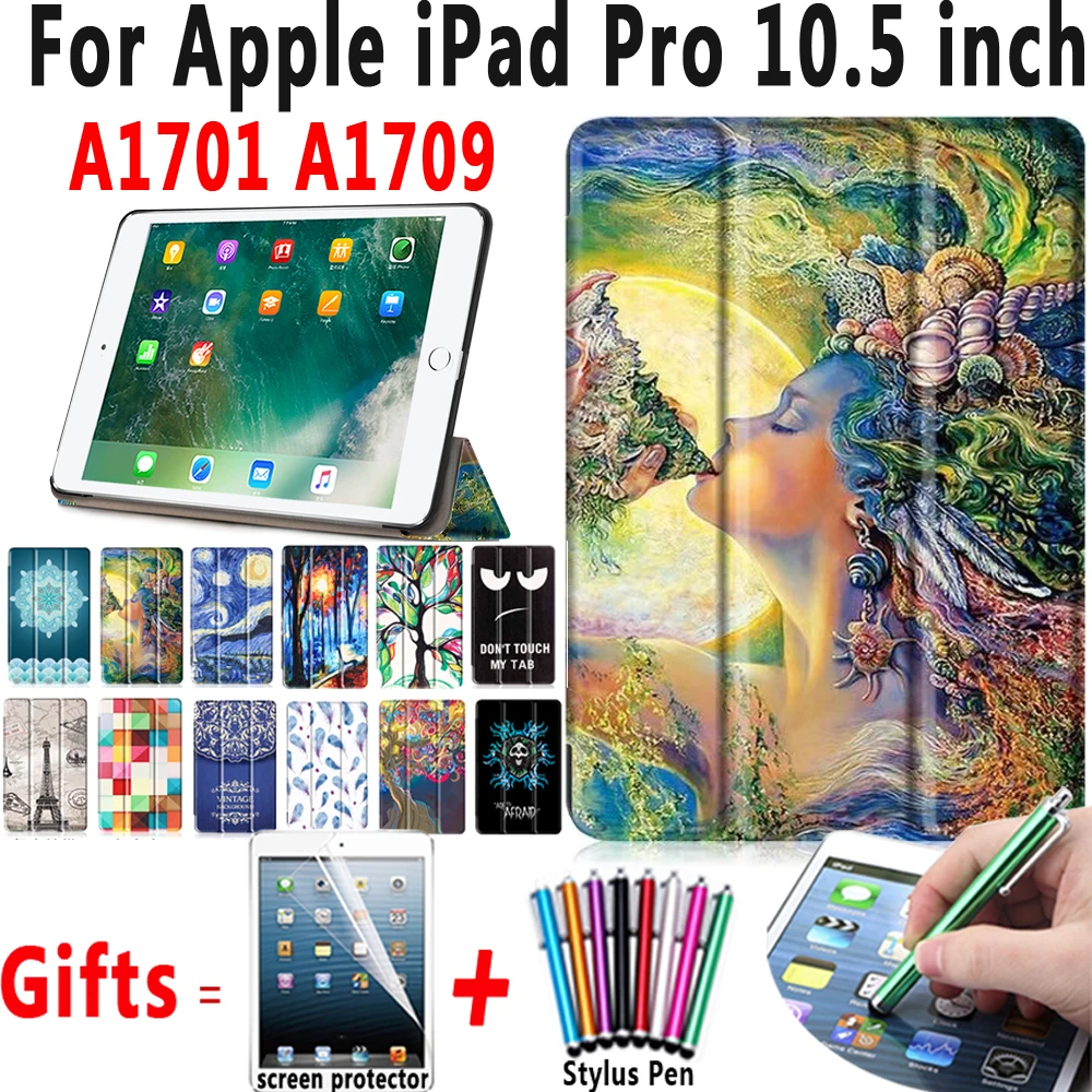 

Print Leather Cover for Apple iPad Pro 10.5 Case Trifold Magnetic Auto Sleep Awake Case for iPad Pro10.5 A1701 A1709 with Stand