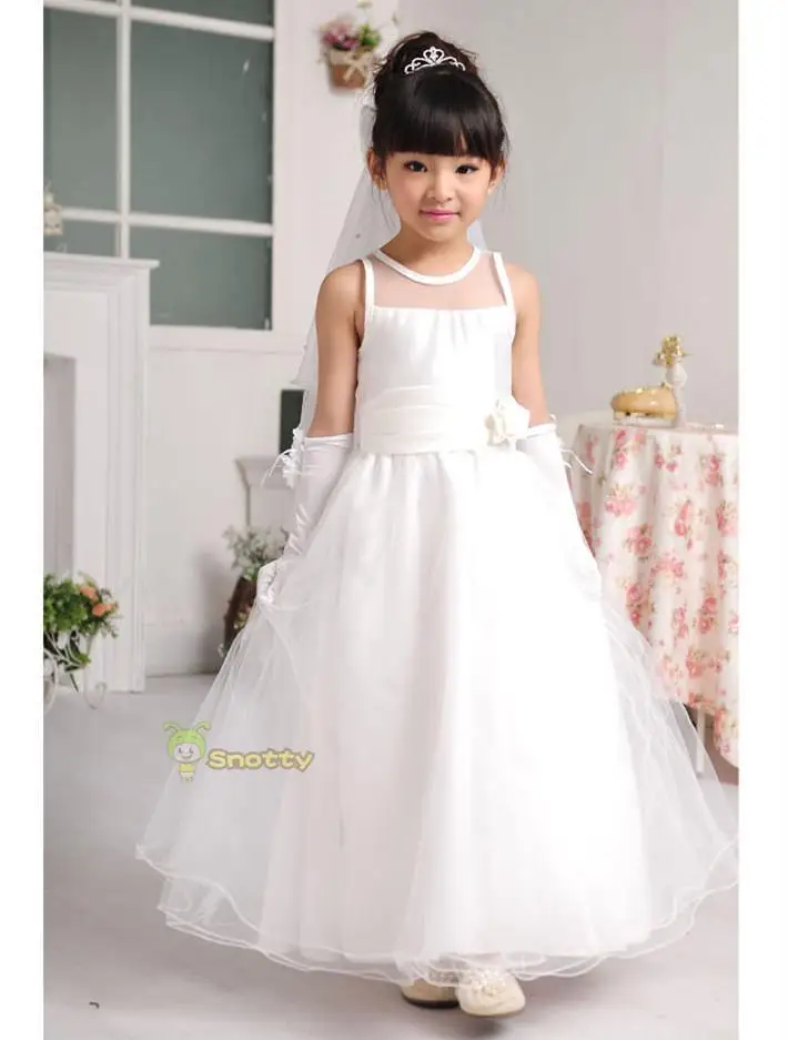 plain white flower girl dress