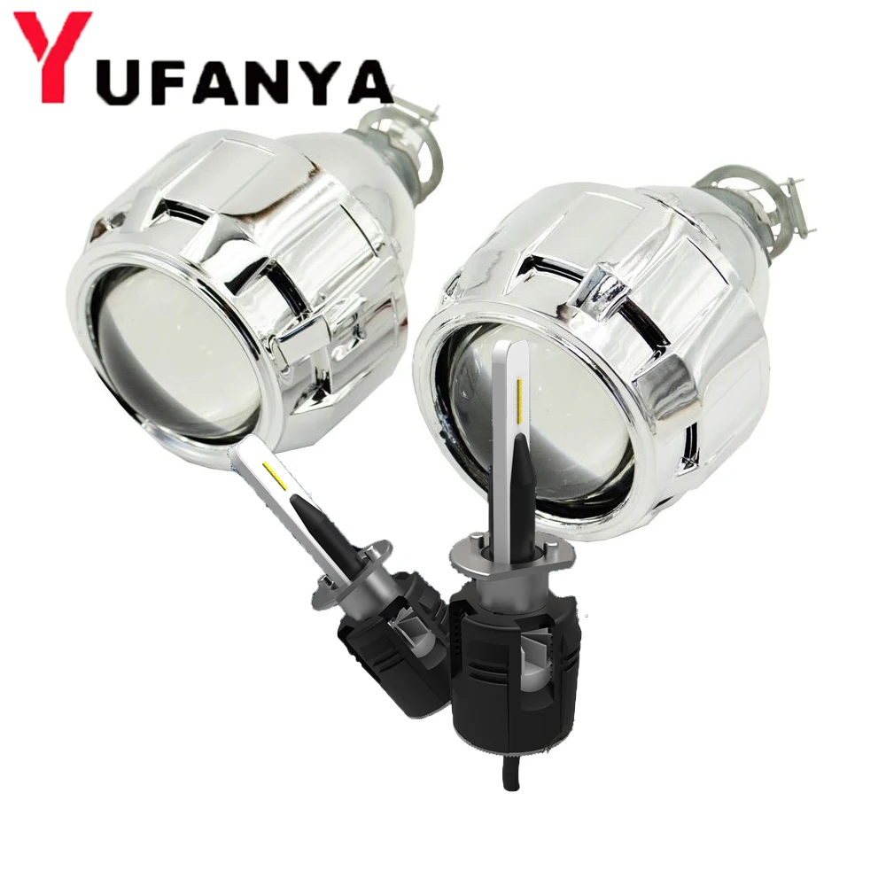 

2.5 inch bi led projector lens with silver black shrouds fit for H1 H4 H7 motorcycle car moder headlight Headlamp car styling