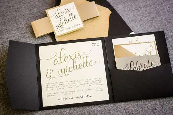  CA0901 Fully Assembled Pocketfold Wedding Invitations - 32905885275