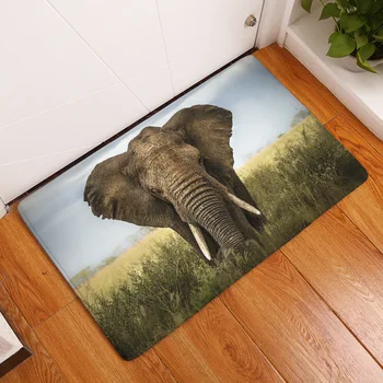 

CAMMITEVER Wild Elephant Animal Rugs Kitchen Bathroom Rugs Office Bedroom Living Room Floor Door Mat Pat Bathmat