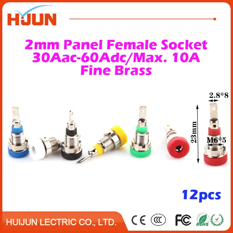 

10pcs 2mm 10A Copper Banana Panel Socket Plug Binding Post Audio Speaker Adapter Amplifier Power Female Terminal Connector