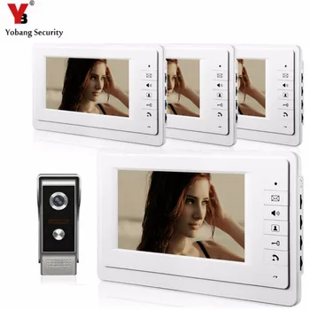 

YobangSecurity Video Door Intercom 7"Inch LCD Wired Video Doorbell Door Phone Intercom RFID Access Control 1 Camera 4 Monitor
