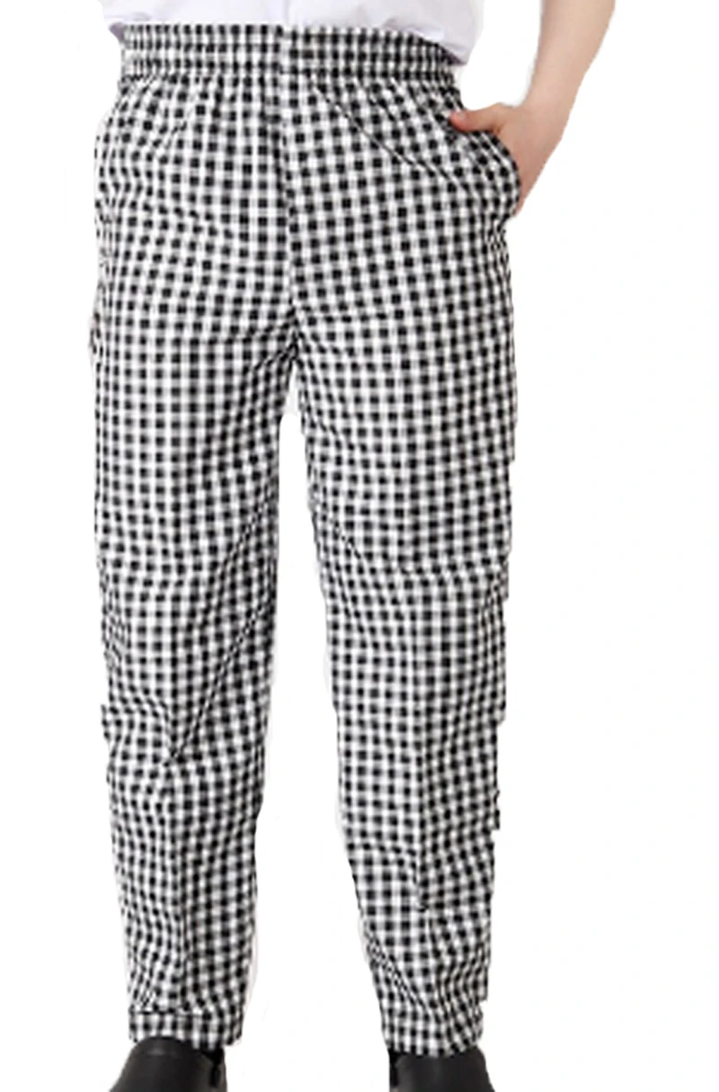 ผู้ชายกางเกงเชฟสีดำและสีขาวกรณีกางเกงอาหารราคาถูกบริการเชฟปรุงอาหาร